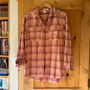 Roxy Pink Plaid Button Down Shirt